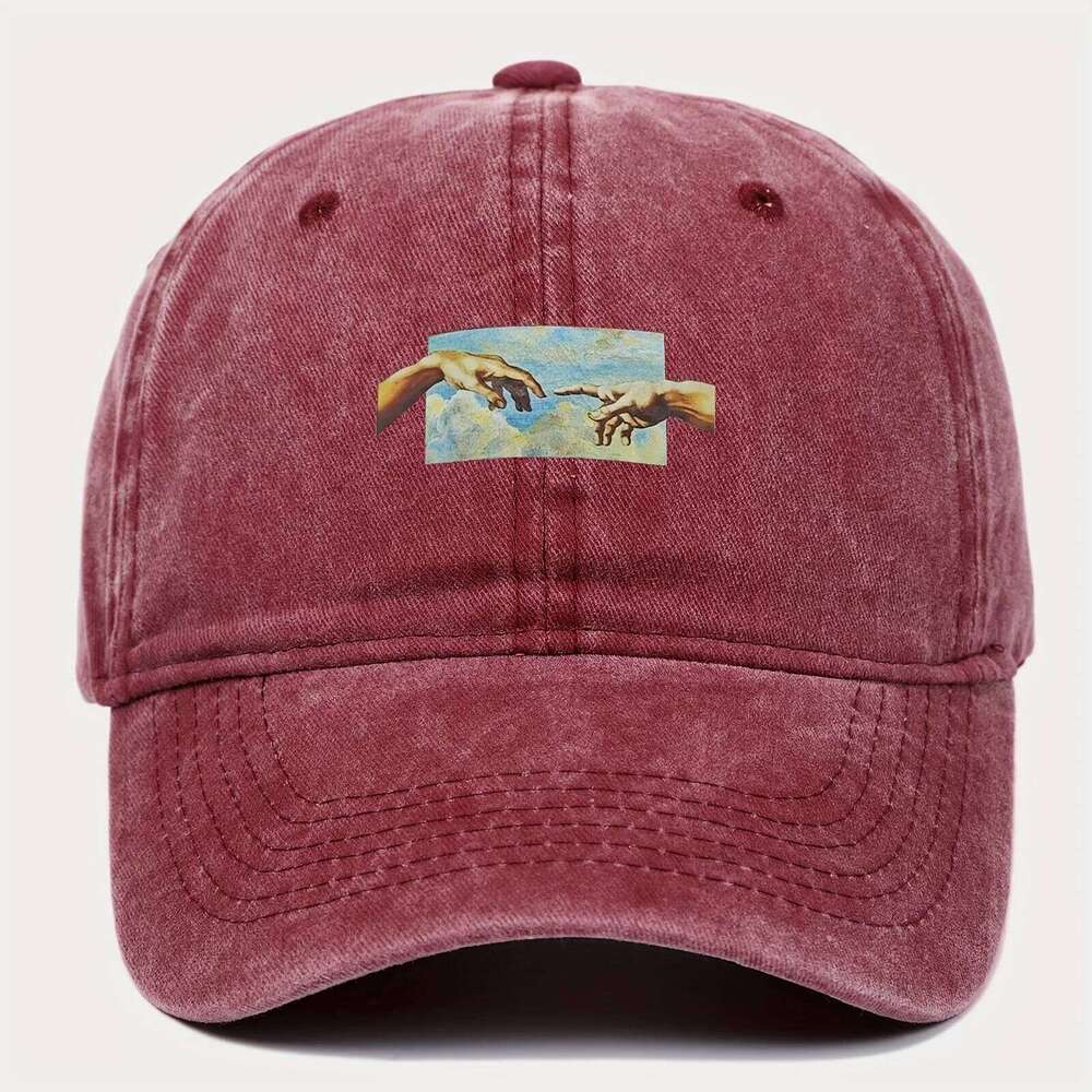 Vintage printed baseball cap, vintage versatile for both men women, daily casual and fashionable curved brim hat Y260304