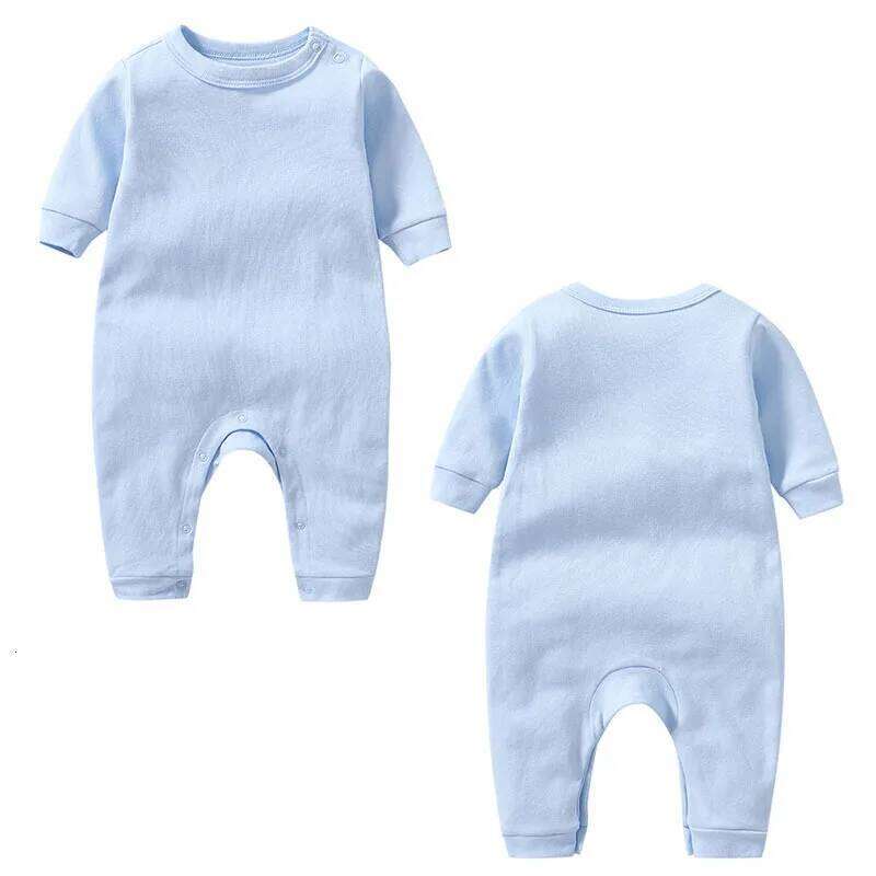 100% Cotton New Born Baby Jumpers Rompers Girls Growing Boys Sleepsuits One-Pieces Solid Jumpsuits Roupa Bebe Long Sleeved Grows Z260306