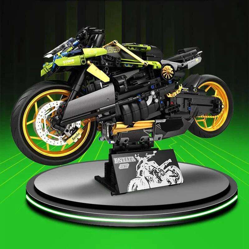 Moc 713800 High Tech City Sports Rapid Racing Motorcycle Motorbike Locomotive Modular Brick Model Building Blocks Boys Gifts Toy Z260305