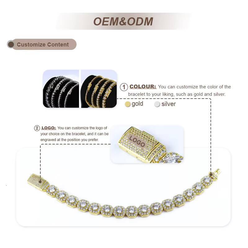 Hip Hop Fashion Silver Brass Link Cuban Chain Iced Out Zircon 1mm-15mm Moissanite Cuban Bracelet Jewelry
