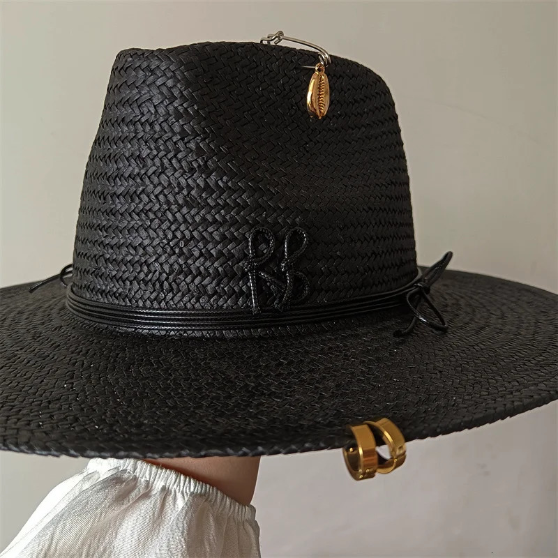Fashion RB Letter Cowboy Straw Men Summer Panama Jazz Hat Outdoor Holiday Beach Sun Hat Wholesale 260303 - view 4