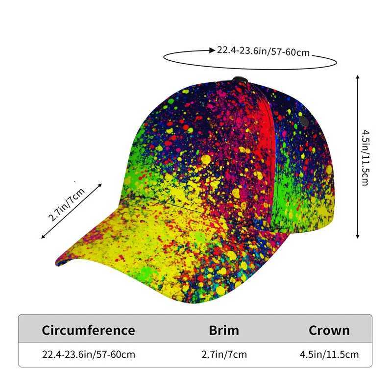 Colorful Splatter Print Snapback Baseball Cap Adjustable Hat Suitable for Travel Casual Wear Gifts Lightweight Comfortable Hat S260306
