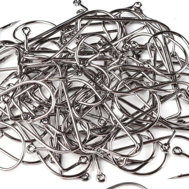 50pcs High Carbon Steel Fishhook Black 90 Degree Aberdeen Offset Jig Fly Tying Strong Wire Fishing Hooks Sea Ocean Accessories S260305