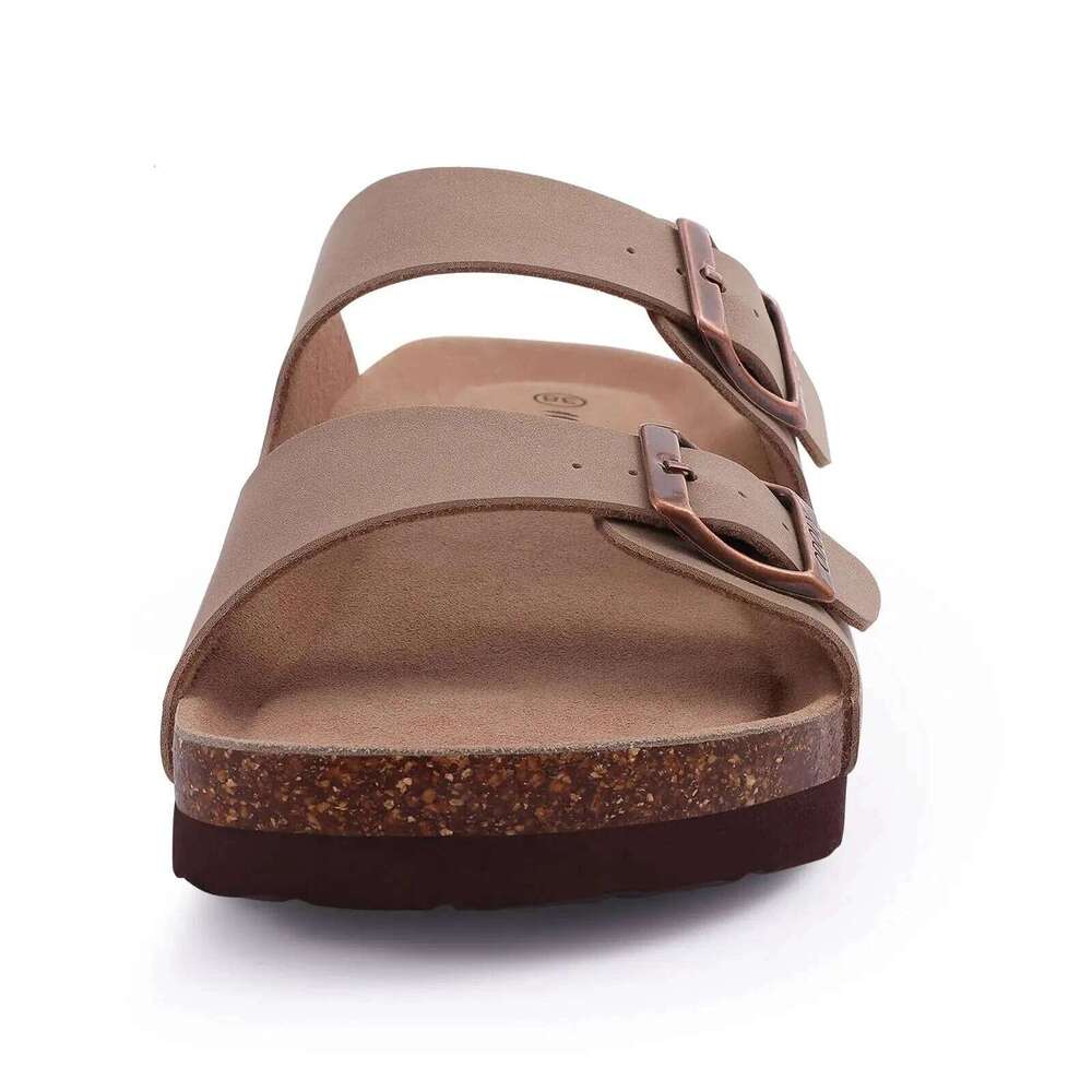 Litfun Fashion Double Buckle Clogs Slippers For Women New Suede Flat Mules With Arch Support Unisex Outdoor Cork Beach Sandals