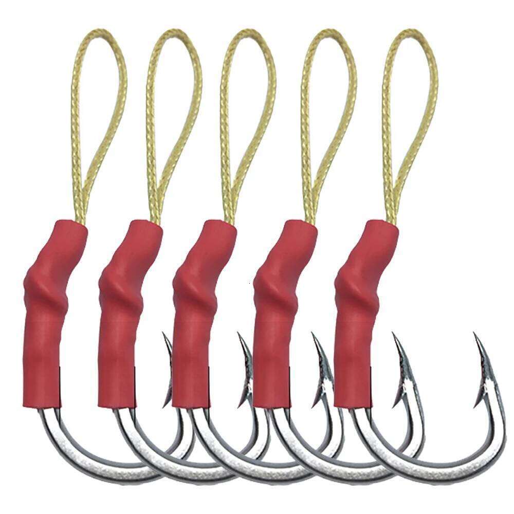 5pcs High Carbon Steel Hooks Japan Assist Barbed Single Bold Jig Slow Hook For Bass Fishing Tackle Y260305