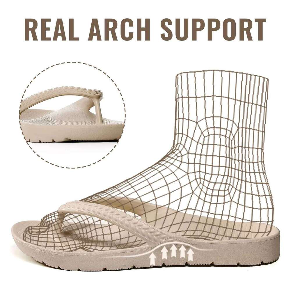 Litfun Women's New Flip Flops With Arch Support Outdoor Non-slip Men Beach Sandals Comfort House Slippers For Plantar Fasciitis