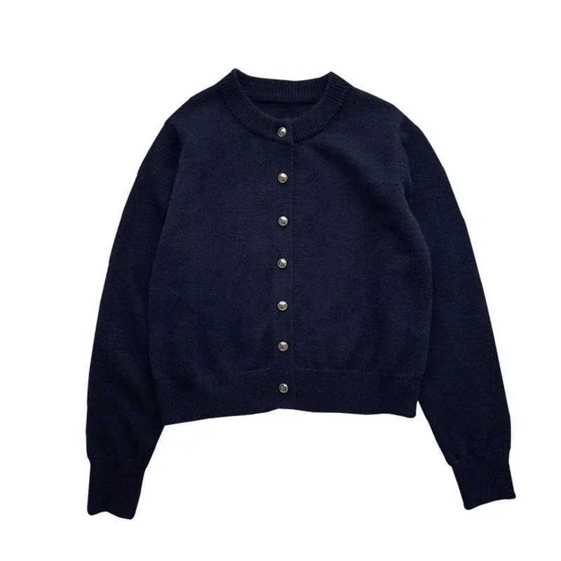 Knitted Cardigan womens 2023Spring New Korean Loose Solid Color Round Neck Sweater Coat M260306