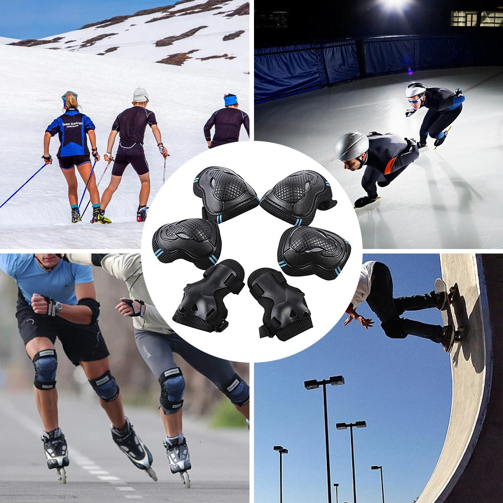 6PCS Kids Teens Adults Knee Pads Elbow Wrist Guards Safety Protective Gear Set for Skateboard Cycling Riding Roller Skating 260228
