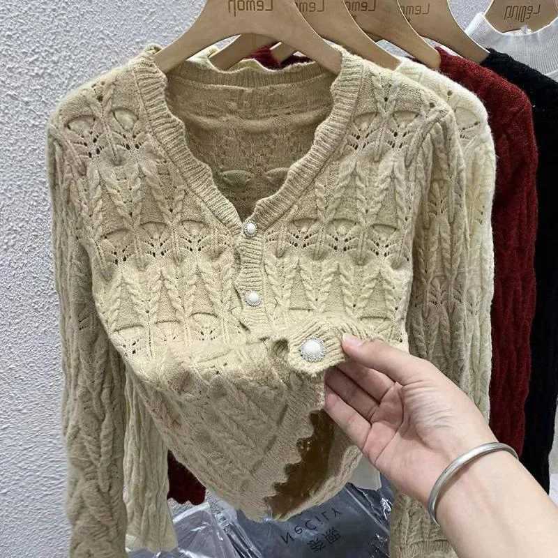Xiaoxiangfeng Knitted Cardigan Sweater Womens Spring and Autumn New Style Look Thin and Elegant High End Design Top M260306