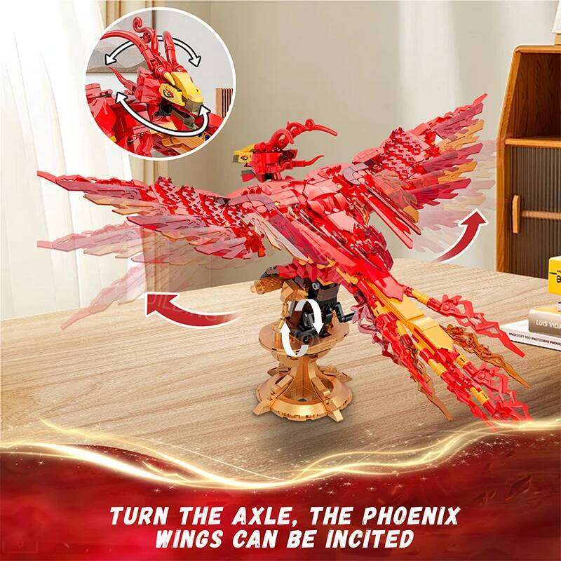New Magic Movie Fire Phoenix Chinese Fly Divine Beast Building Blocks Bricks Mythical Animal Bird Model Assembled Toy KidS Gifts Z260305