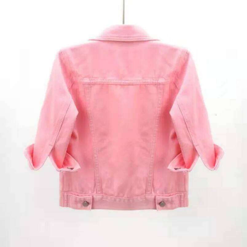 Women Denim Jacket Spring Autumn Short Coat Pink Jean Jackets Casual Yellow Purple Blue Loose Tops Lady Outerwear