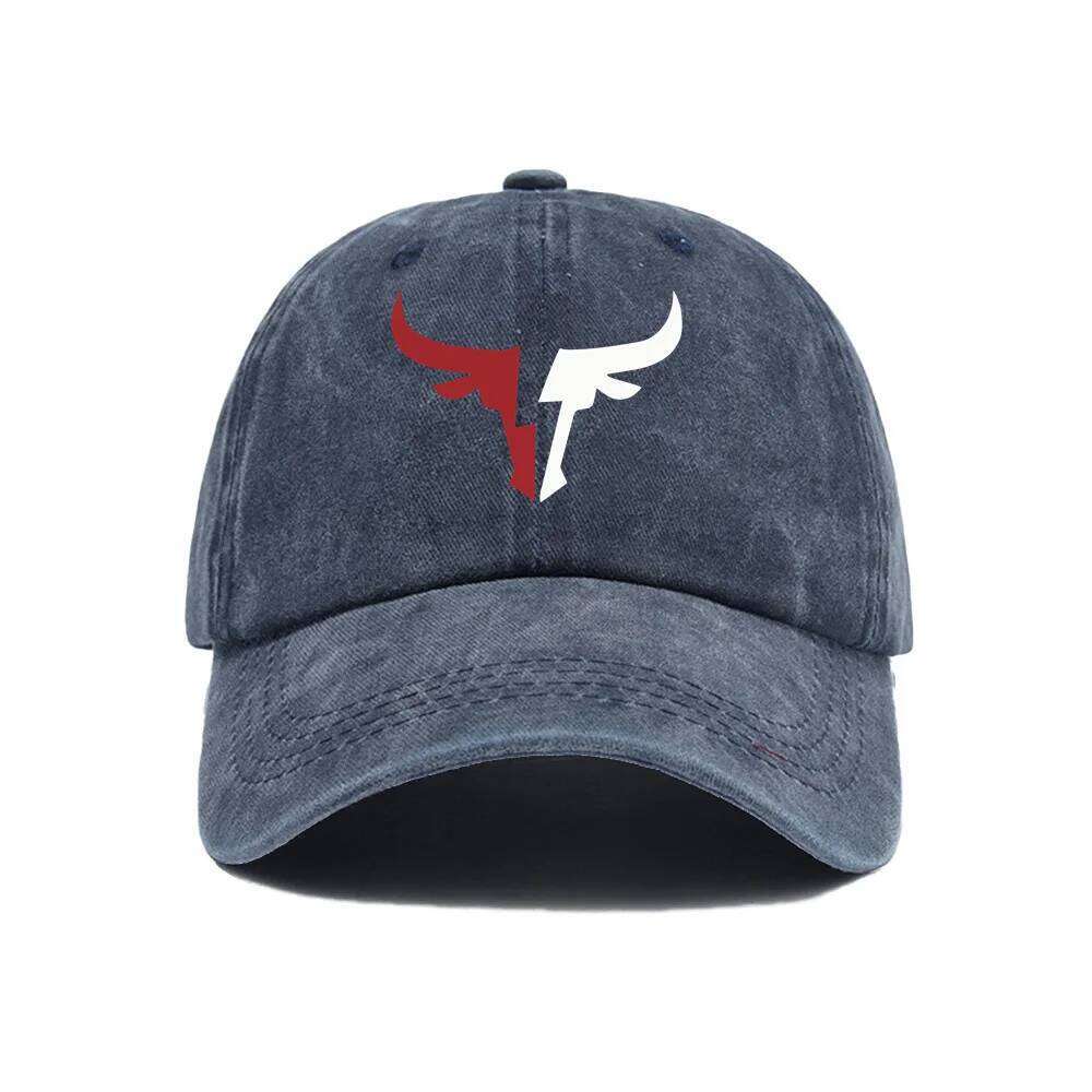 Bull head print baseball vintage men's women's duckbill cap, outdoor travel, sun protection and shading Y260304