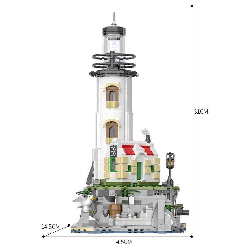 1092PCS Electric Building Blocks Fisherman's Hut Glowing Lighthouse Assembly Bricks Desktop Ornaments Kids Toys Gifts Z260305