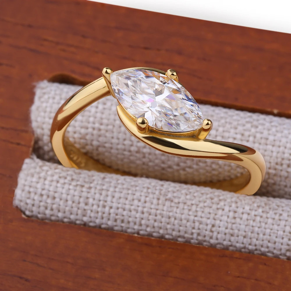 BXINY 1/2CT Marquise Ring S925 Silver 18K Gold Plated for Women Men Solitaire Wedding Band Gift Fine Jewelry with GRA 260302