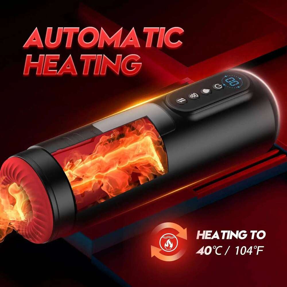 Male Penis Pump with 9 Sucking Vibrating & Thrusting 3D Textured Sleeve Heating Blowjob Mens Sex Toy Adult Toys LCD W260305