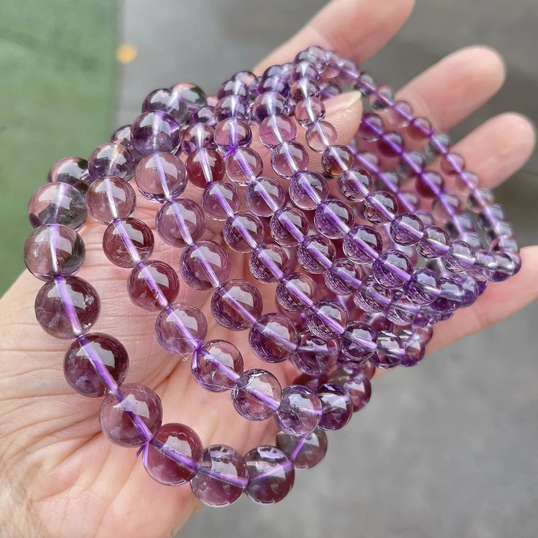 JD 7A Natural Brazilian Ice Amethyst Bead Bracelets Women Light Purple Energy Crystal Stone Strand Bracelet Reiki Healing Gifts 260302