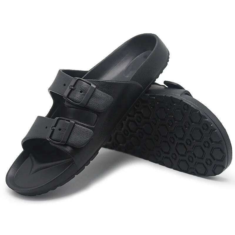 Litfun Women Summer Fashion Slippers 2025 New Outdoor Non-slip Beach Sandals With Double Buckle Indoor Casual Flat House Slides