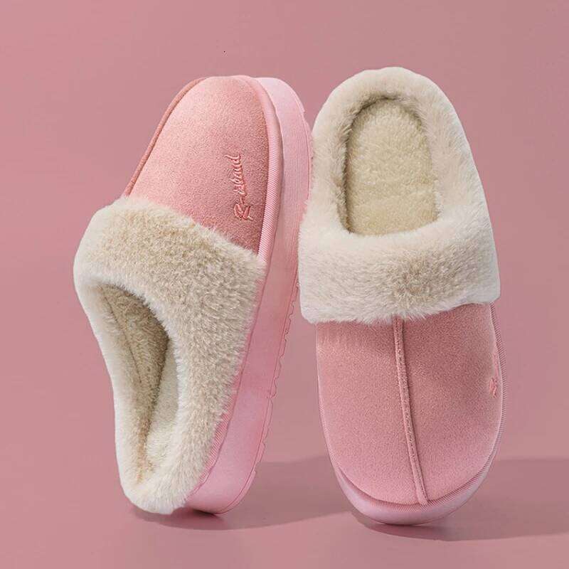 2025 Platform Fluffy Slippers Women House Flats Fashion Plush Winter Designer Shoes Ladies Home Elegant Casual Footwear