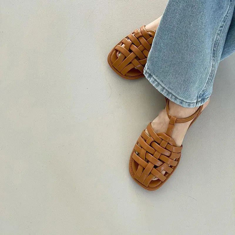Women Sandals Summer Fashion Outdoor Beach Casual PU Leather Buckle Women Shoes Retro Flat With Ladies Romanas Mujer 260305