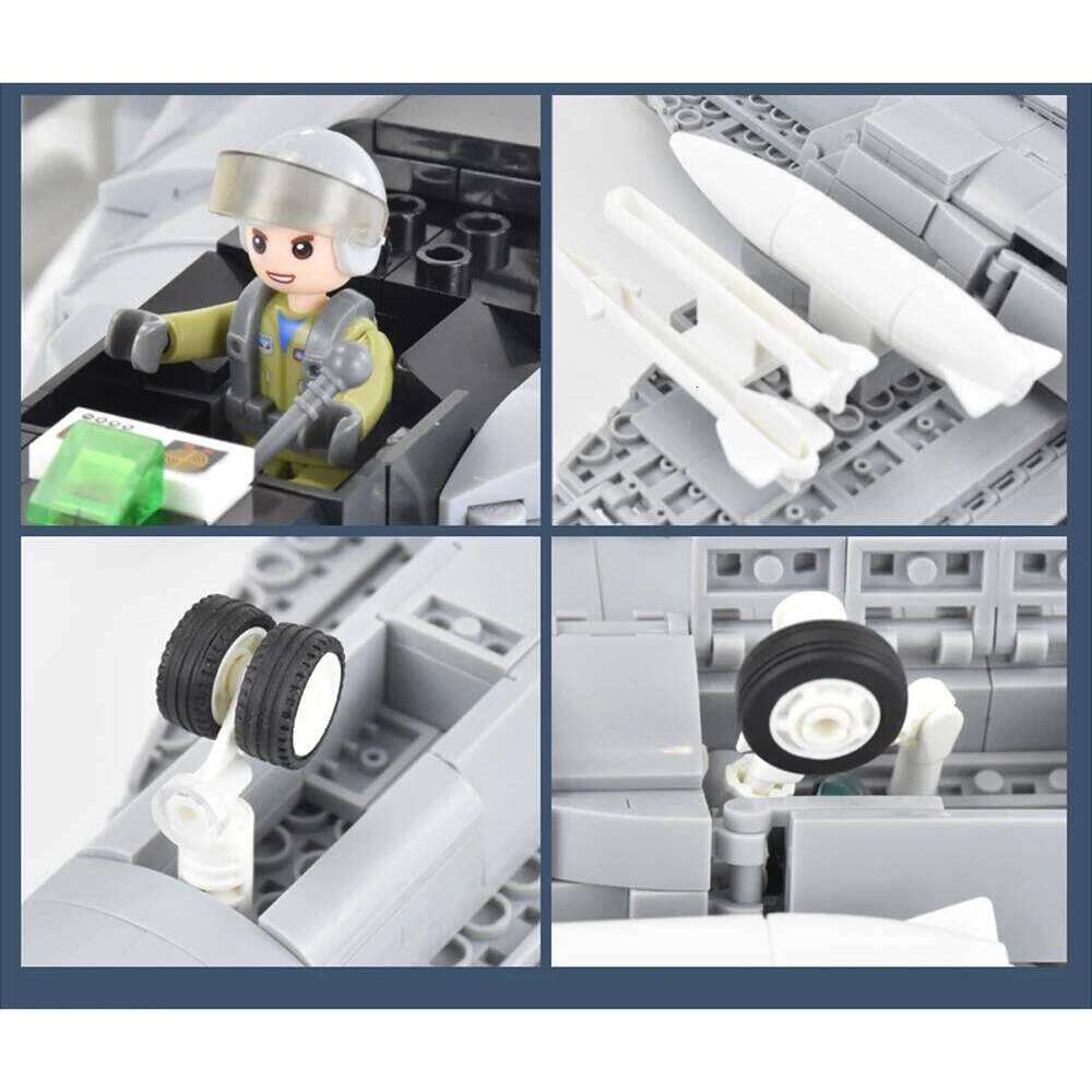 Military F/A-18E Super BumbleBee Strike Hornet Fighter Plane Building Blocks War Bricks Classic Model Educational Kids MOC Toys Z260306