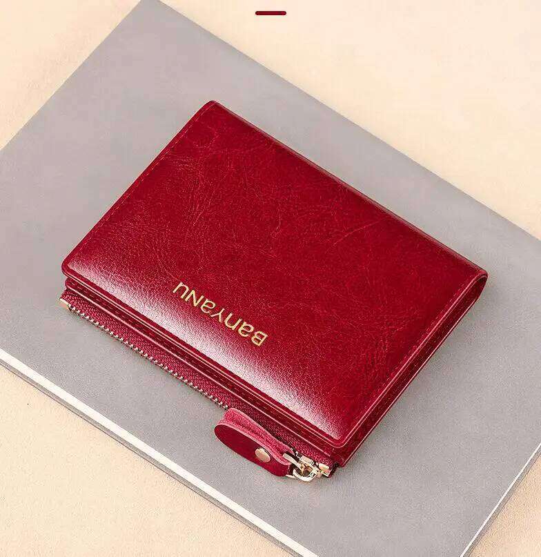 Anti RFID Woman Small Genuine Leather Purse 2025 New Design Ultra Thin Coin Wallet for Women Fashion Gifts C260304