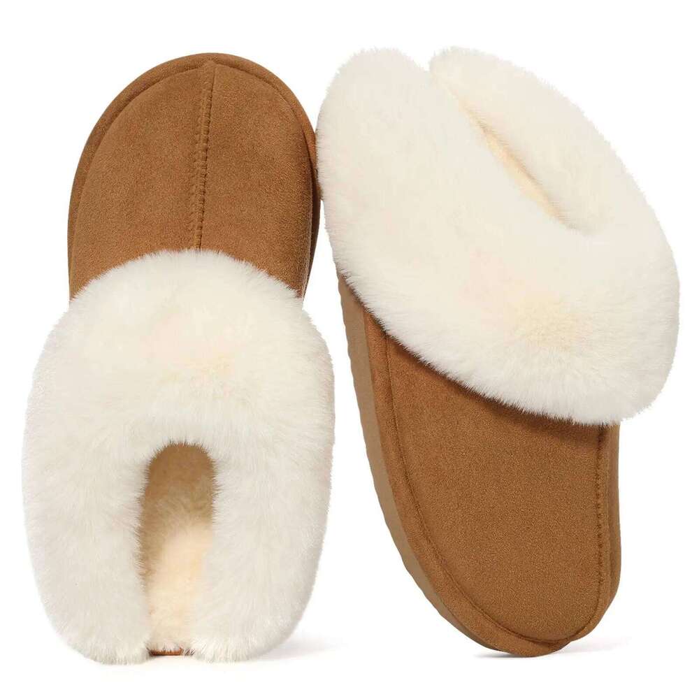 Litfun Fluffy Faux Shoes Indoor Outdoor Furry House Fuzzy Slides Winter Suede Fur for Women Plush Home Slippers