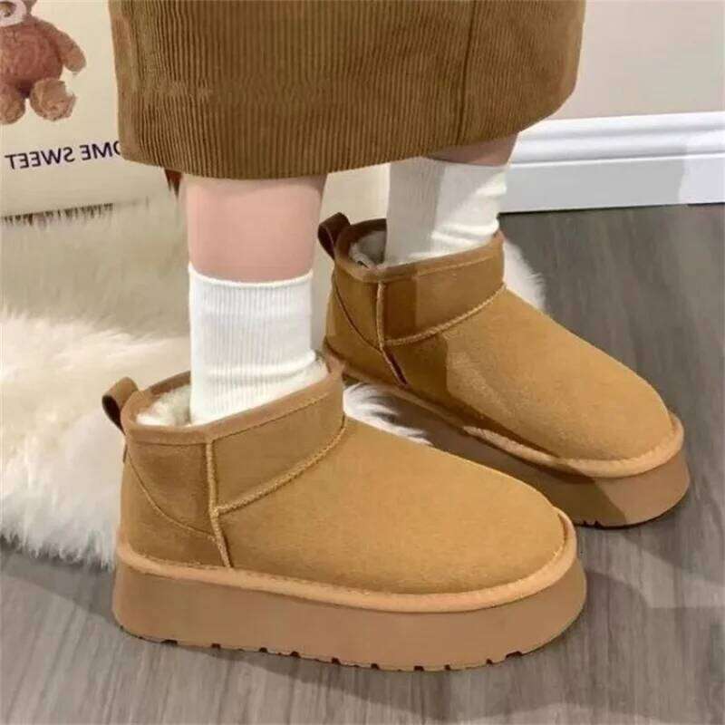 2025 New Women's Winter Ankle - Fashion Comfortable Platform Warm Fur-Trimmed Short Boots for Ladies