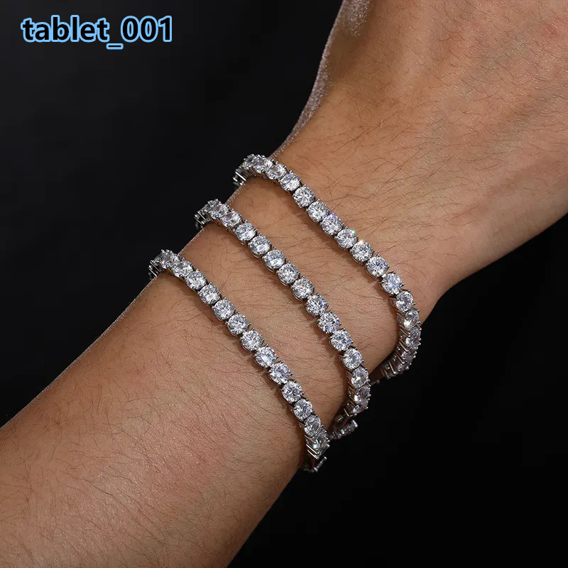 Fine Jewelry Hip Hop 925 Sterling Silver VVS Moissanite Diamond Cluster Iced Out Tennis Chain Bracelet Necklace for Men Women