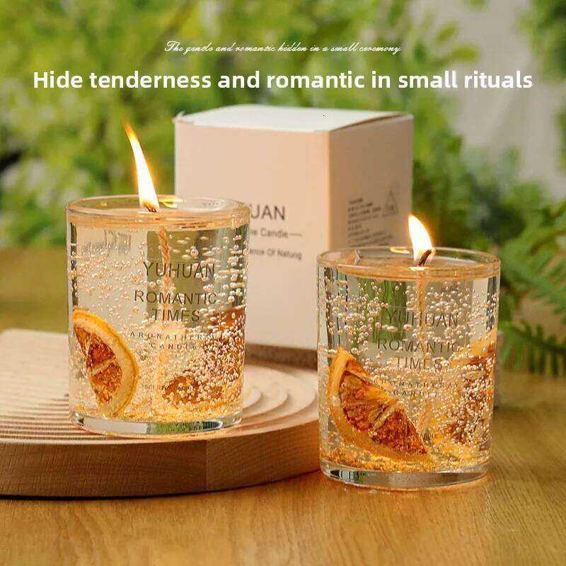 Jelly Wax ScentedCandle in Glass Cup Creative Fragrance Decor for Bedroom,LongLasting AromatherapywithDecorative Scented Candles W260304 W260305