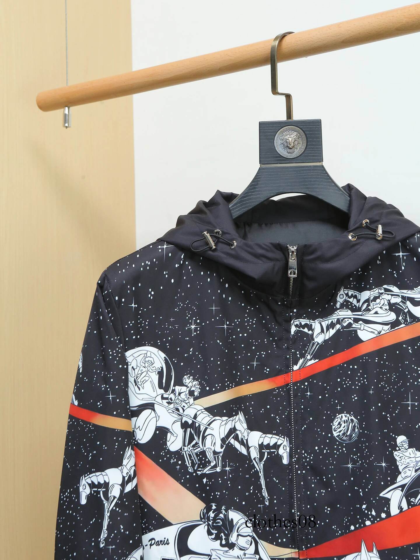 Spring Thin Print Hooded Jaet Men's Sli Faion Slim Fit Top Polyester Casual Sle Breathable Zipper Closure China Made