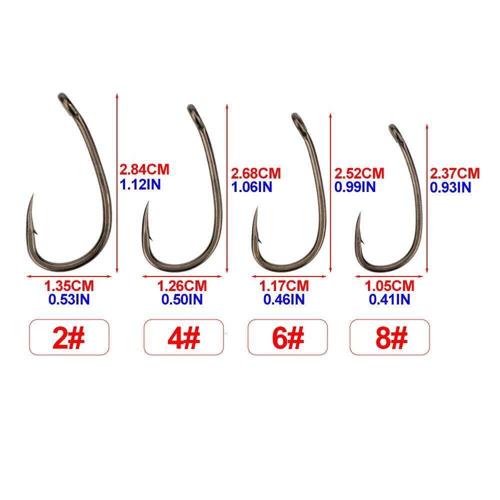 Hirisi 100pcs PTFE Coated High Carbon Stainless Steel Micro Barbed Fish Hook With Eye with Spliceable Box 8035 Fishing Tool S260305
