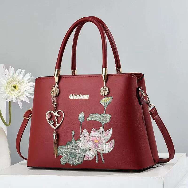 Tote Elegant And Dignified New Chinese National Style Lotus Handbag Quality Shoulder Crossbody Bag Wholesale Bags