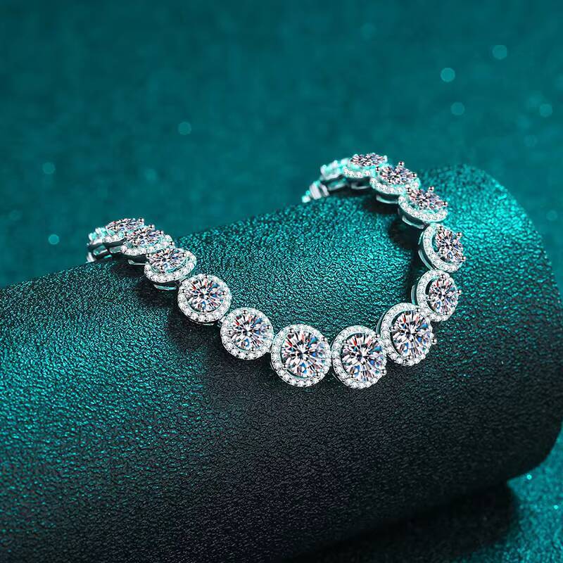 New Trend Anti Tarnish Real 925 Sterling Silver Moissanite Adjustable Bangle Daily Wear Fine Jewelry Women Custom Bracelet