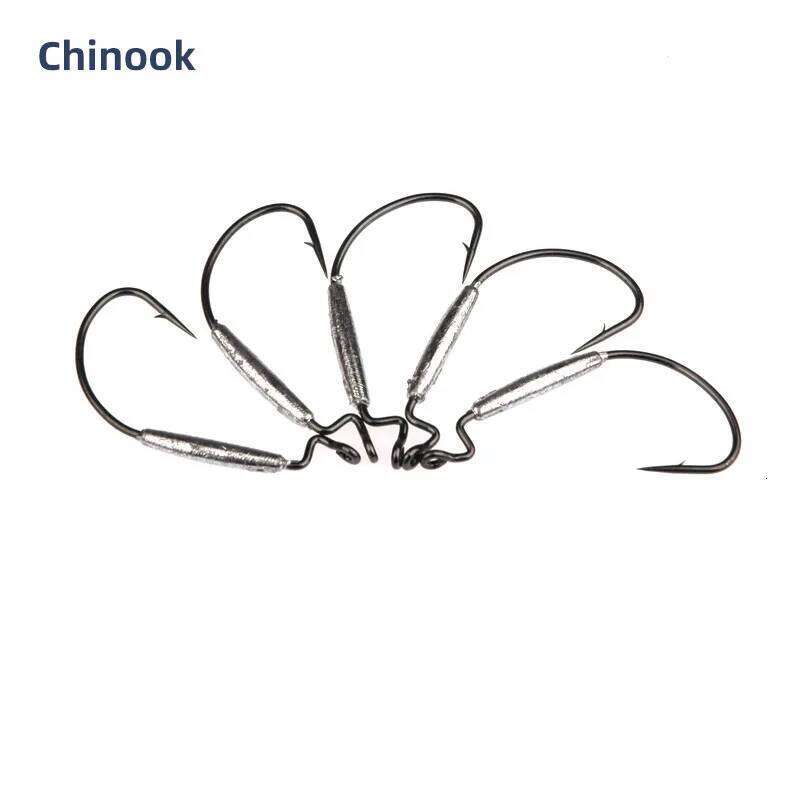 Chinook Fishing Soft Lure Weighted Swimbait Worm Hooks High Carbon Steel Wide Fishhooks Bait Tackle for Angling S260305