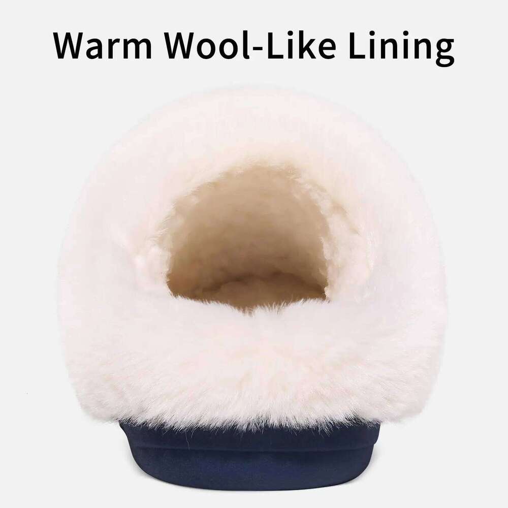 Litfun Winter Fluffy Non-slip Cozy Cotton Closed Back Indoor Slides Furry Warm Outdoor Women's Slippers