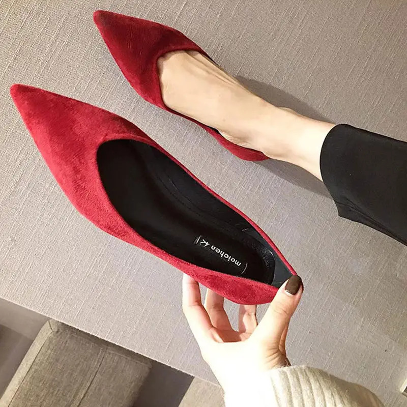 Spring Autumn Women Flats Pointed Toe Plaid Ballet Flats Woman Shoes Solid Color Boat Shoes zapatos mujer Single Shoes 260303