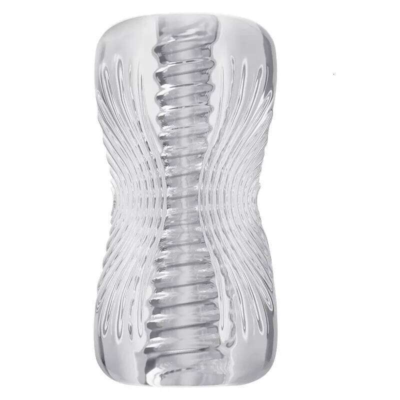 Clear Visible TPE Spiral Masturbator Cup for Men Penis Delay Training Device Adult Sex Toy W260305