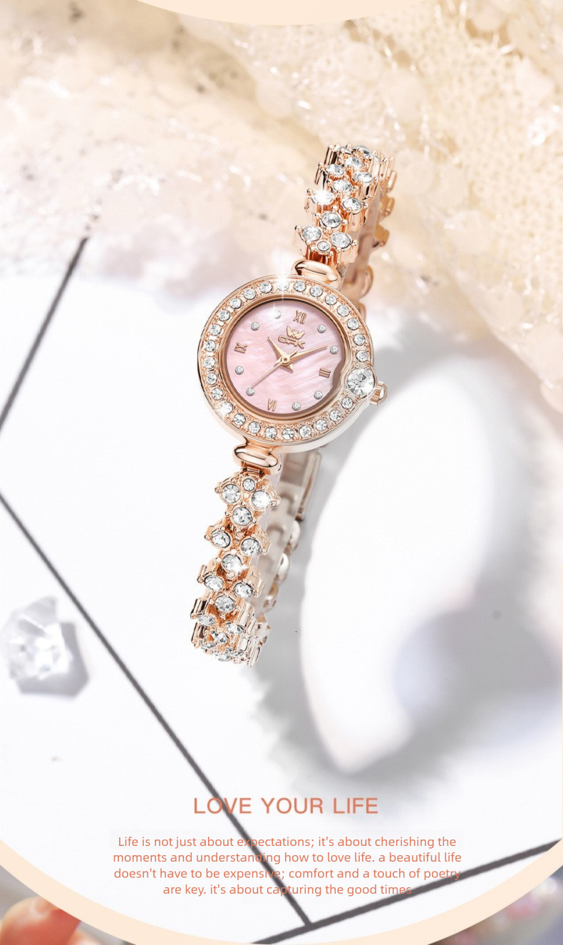 New OPK brand watch, fashionable diamond inlaid women's watch, waterproof, lightweight, luxurious small dial, fresh women's luxury watch