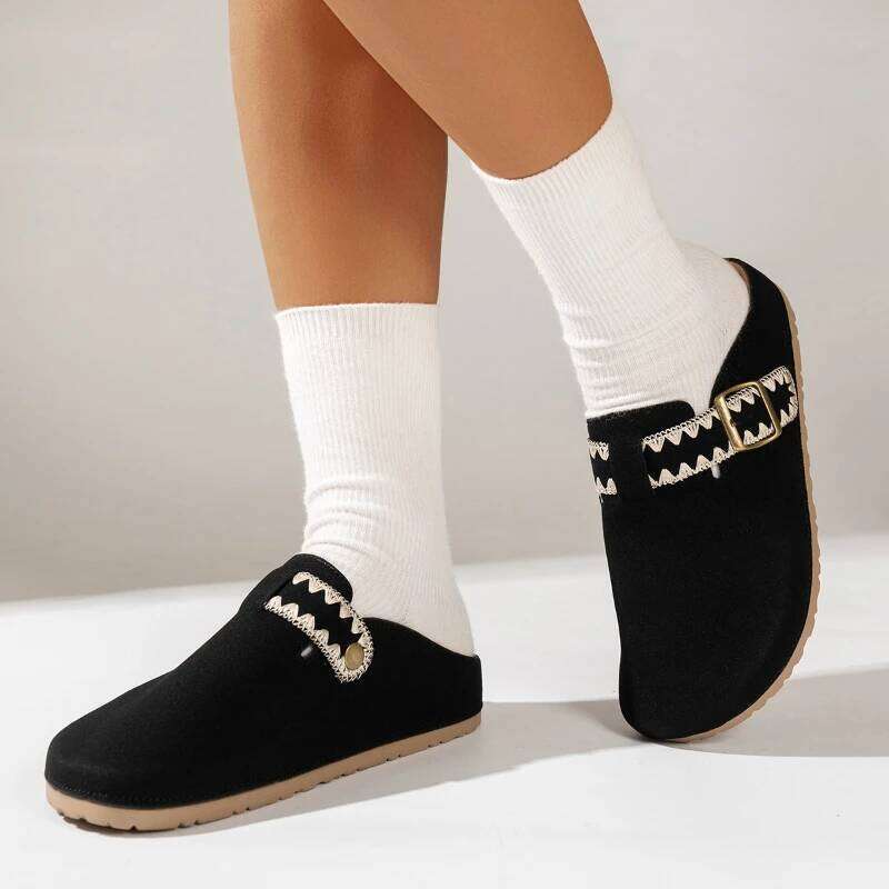 Women Suede Cork Footbed Clogs Soft Leather Adjustable Buckle Slip-on Fashion Casual Shoes Sandals Beach Slippers