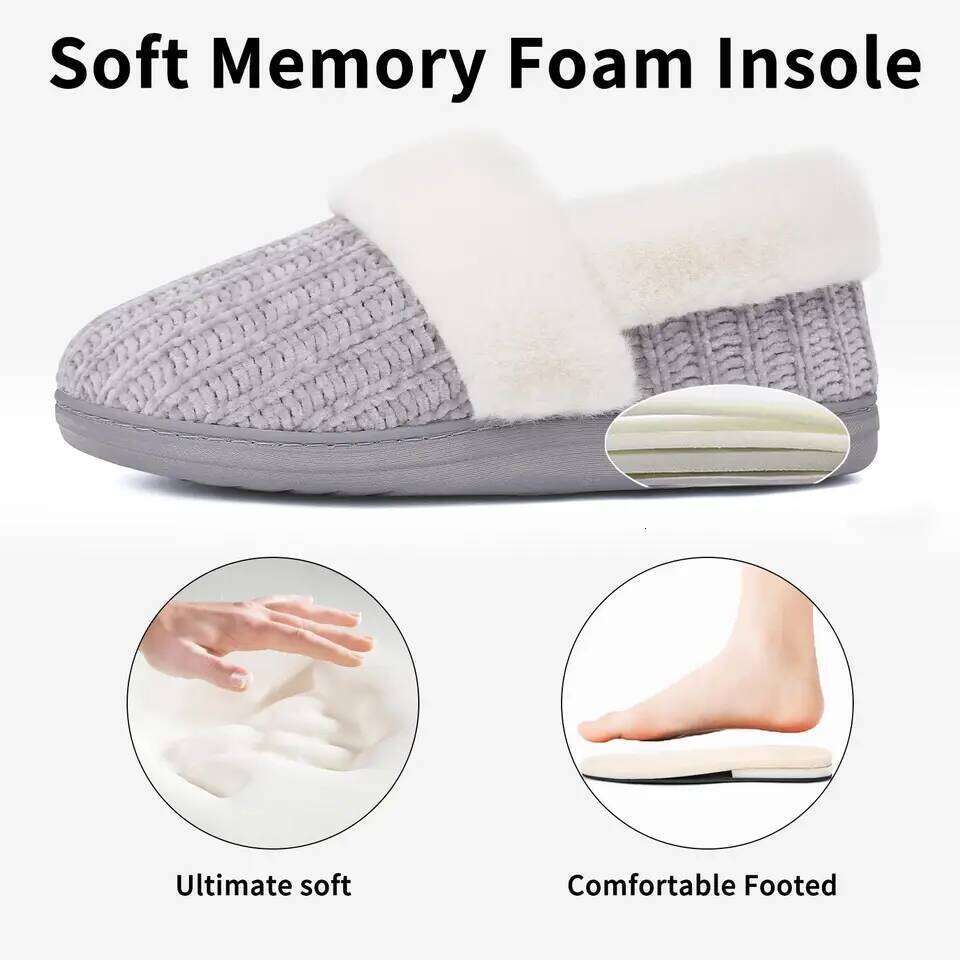 Litfun Fuzzy Cozy House Slippers For Woman Winter Indoor Warm Antiskid Plush Casual Slides Ladies Soft Memory Foam Bedroom Shoes