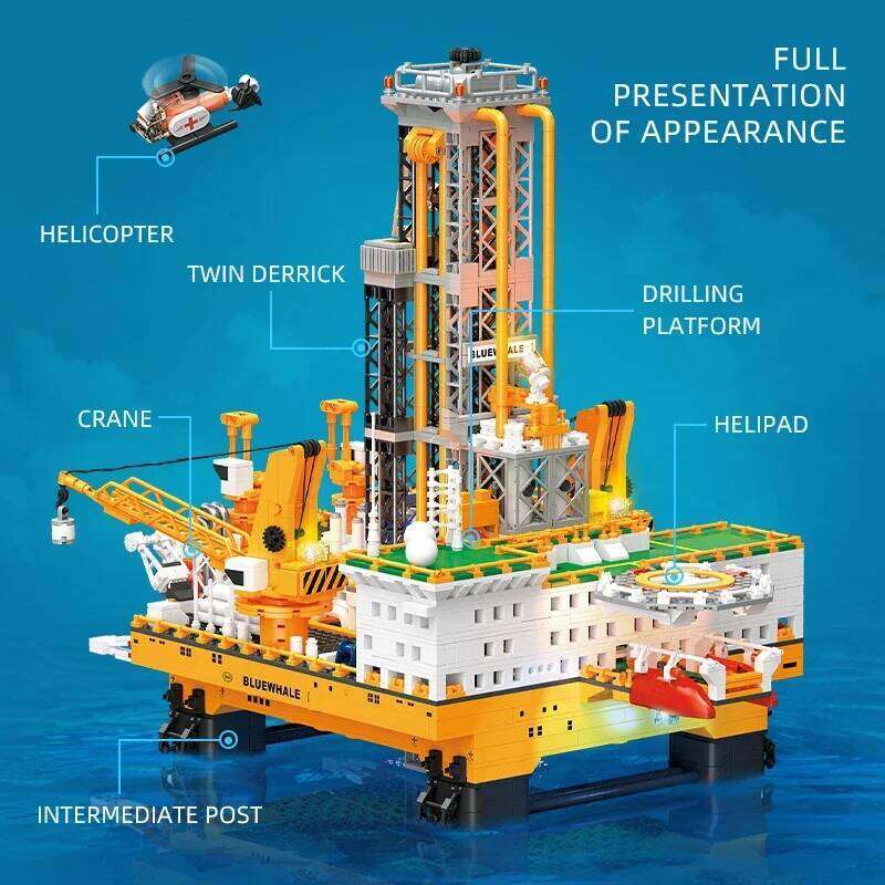 3271PCS Offshore oil wells Building Blocks Drilling Platform Model Light Bricks Desktop Decoration Toys For Kids Holiday Gifts Z260305