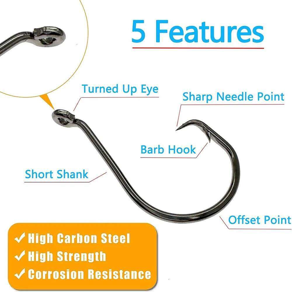 20PCS Inclined Circular Hook 7385 Strength Angle Sharp Olecranon Barbed Gear Soft Lure Octopus Fishing Tackle Circle Fishhook S260305