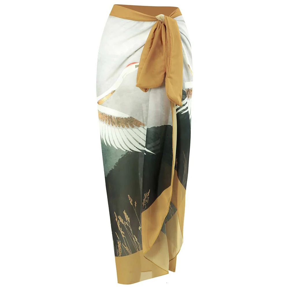 2023 Sexy Print Retro Swimwear Beach Dress Cover Up Long Skirts Skirt Party Outfits Swimsuit Beachwear 260228