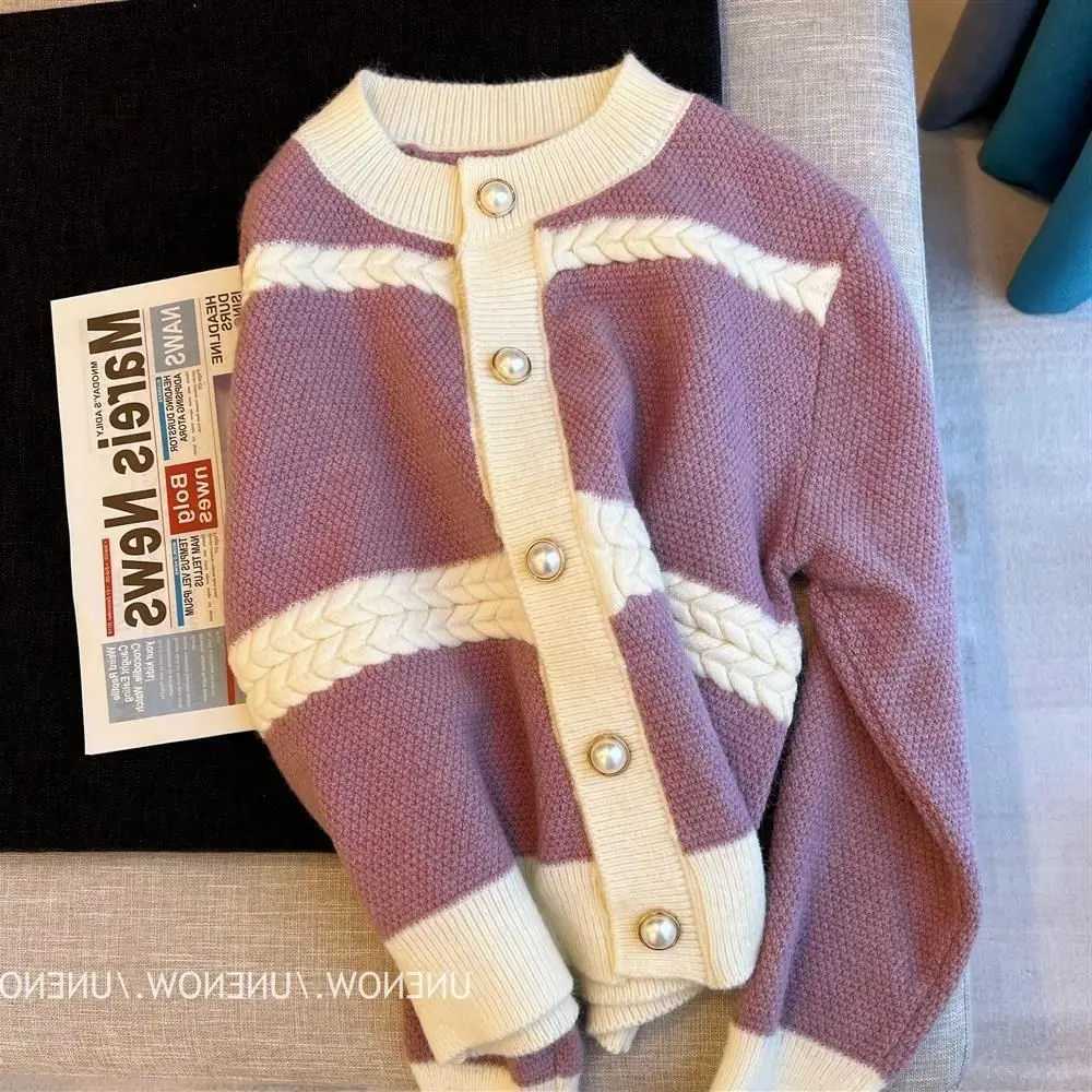 First Tier Big Foreign Trade Export Label Cutting Cabinet Removal Xiaoxiangfeng Socialite Gentle Sticky Knitted Cardigan Sweater M260306