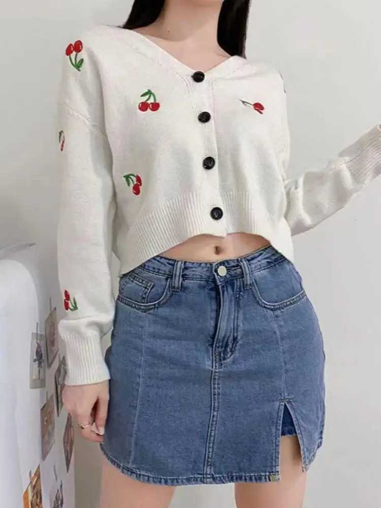 Lovely cherry heart pink short coat female spring and autumn new slimming long-sleeved sweater top M260306