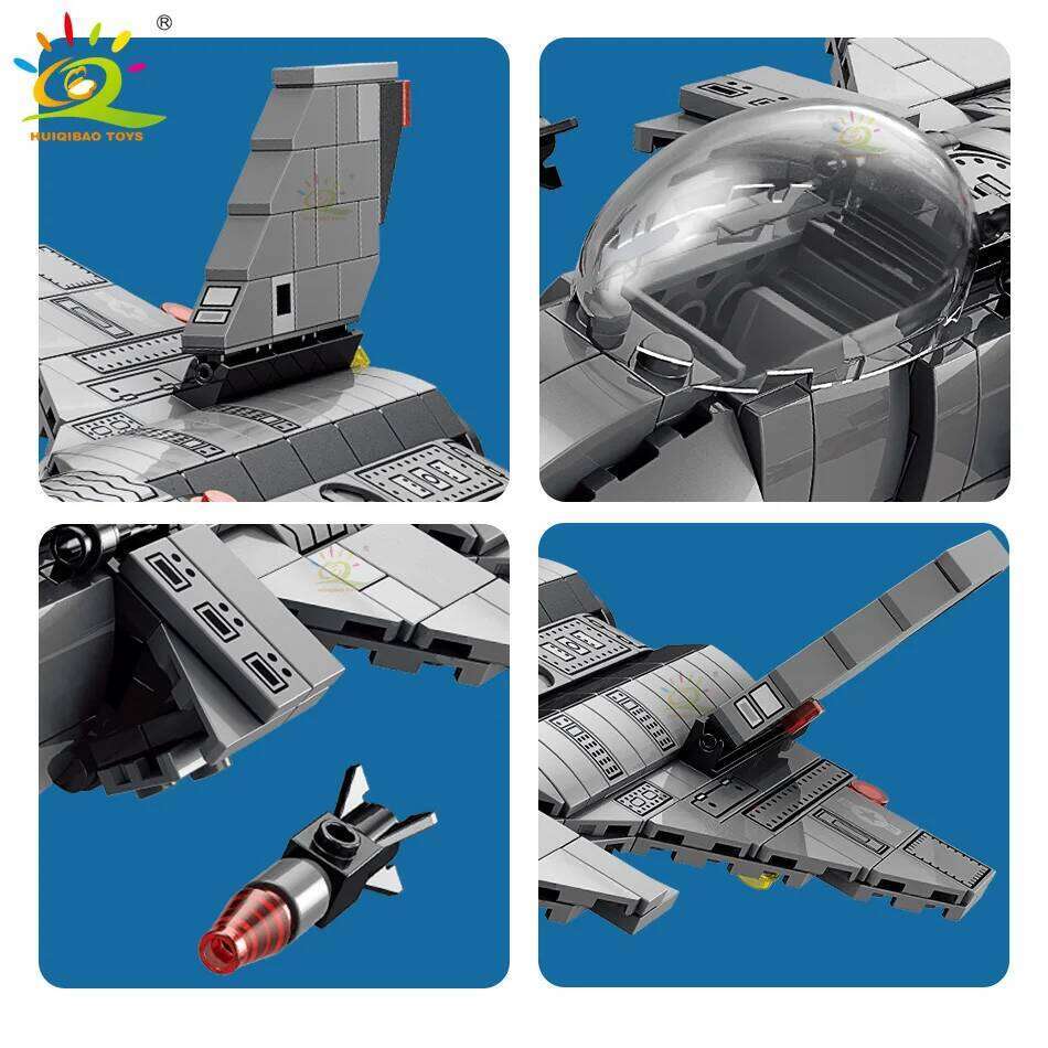 HUIQIBAO Military 510PCS Attack J-20 Fighter Building Blocks Army City Weapon Plane Airplane Helicopter Bricks Children Toys Z260306