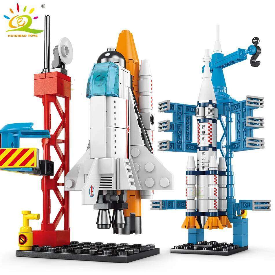 HUIQIBAO Mini Space Aviation Manned Rocket Model Building Blocks City Aerospace Bricks Children Construction Toys for Kids Z260306