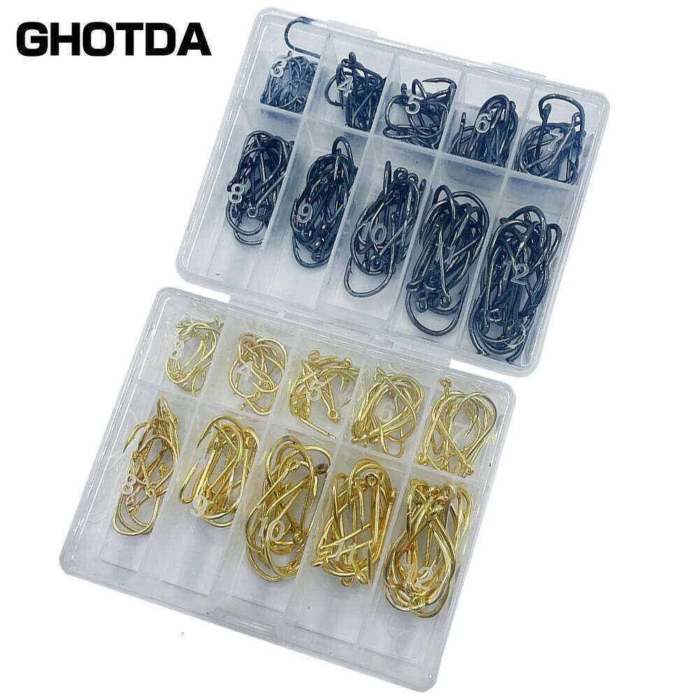 100Pcs Size 3-12# Ring Eye Fishhooks Circle Carp Eyed High Carbon Steel Fishing Hooks Single Jig Fish Hook Tackle S260305