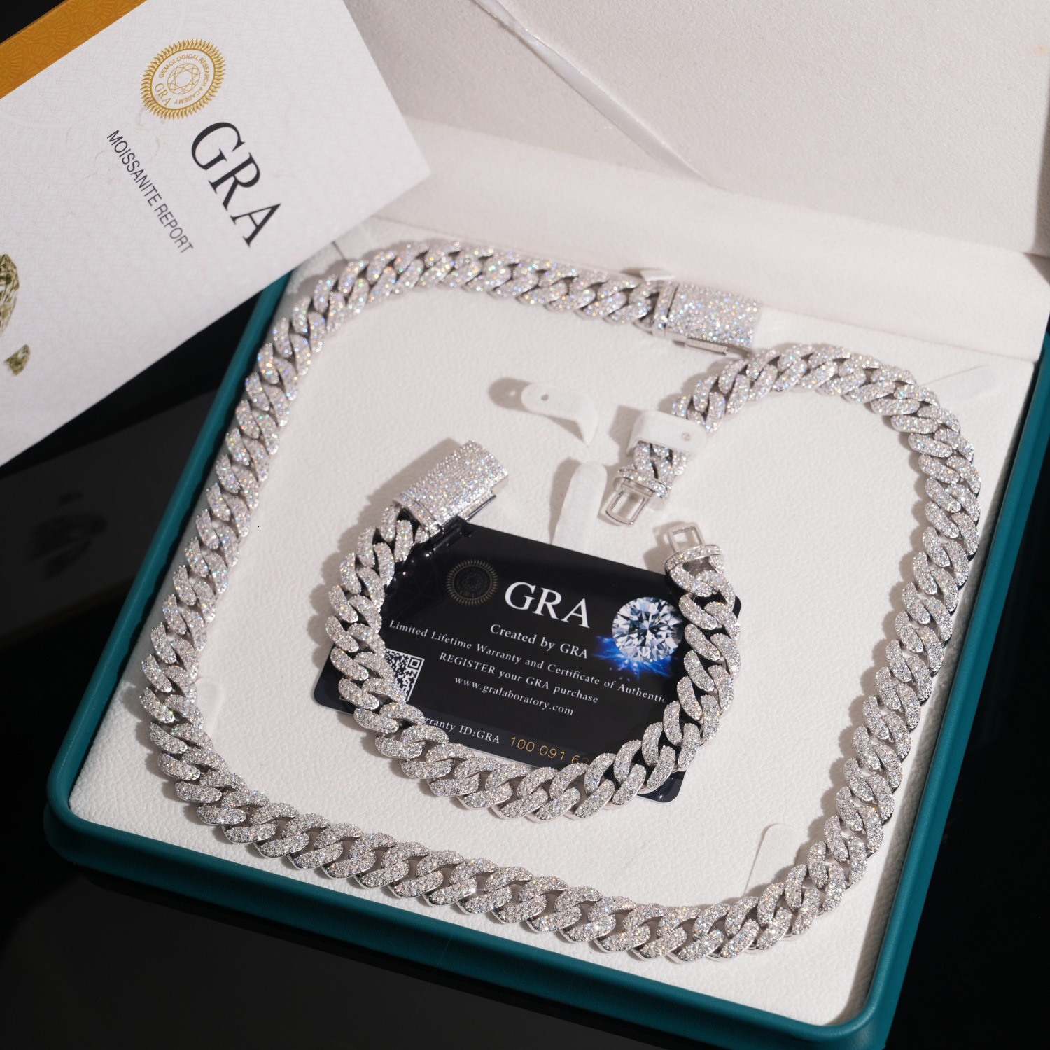 13mm - Two-row stone crescent design Cuban necklace 925 silver inlaid with VVS moissanite trendy and luxurious Cuban necklace