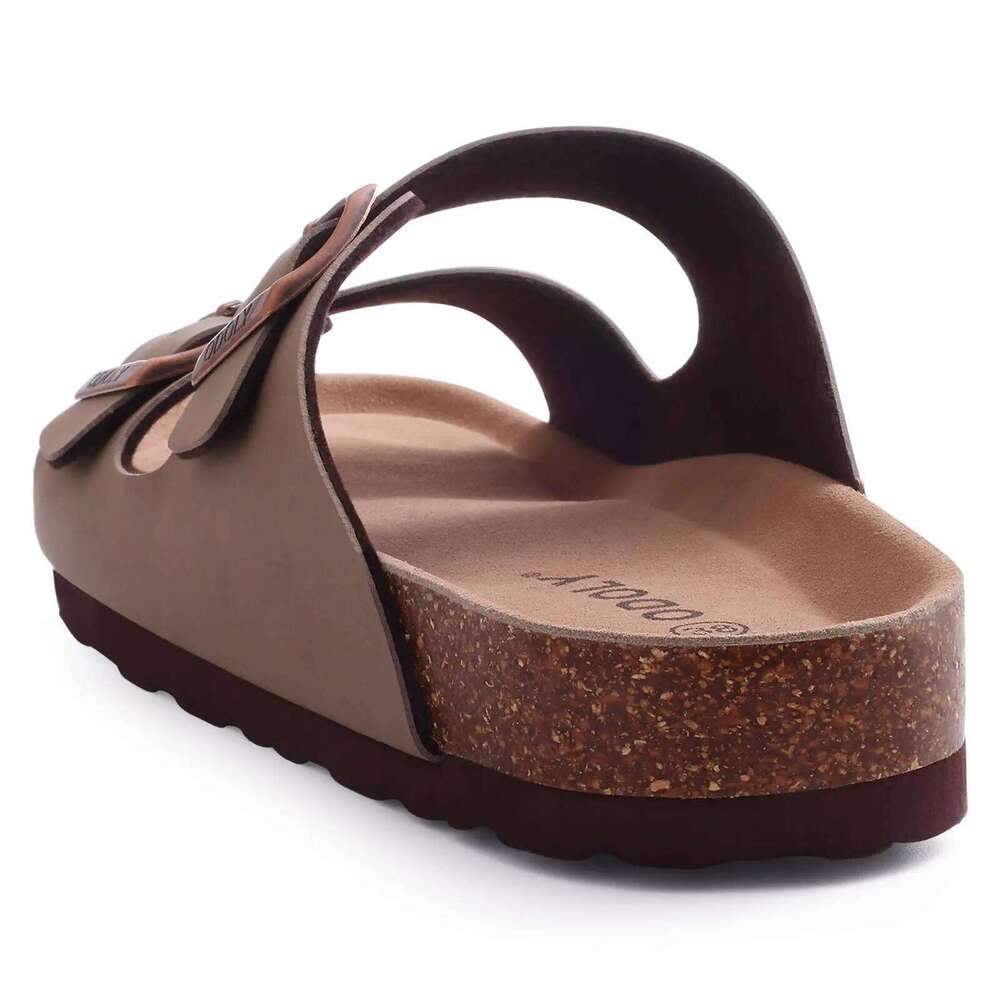 Litfun Men Classic Cork Sandals New Unisex Suede Flat Slippers With Arch Support Summer Beach Slides Adjustable Buckle Home Shoe